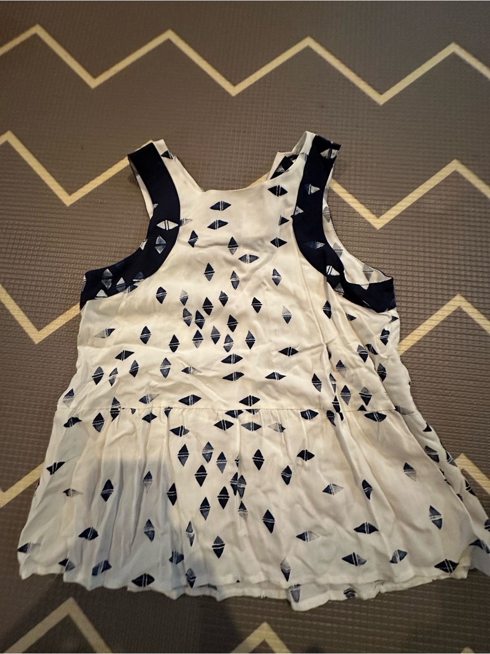 Olive & Oak White Tank Top with Navy Geometric Print
